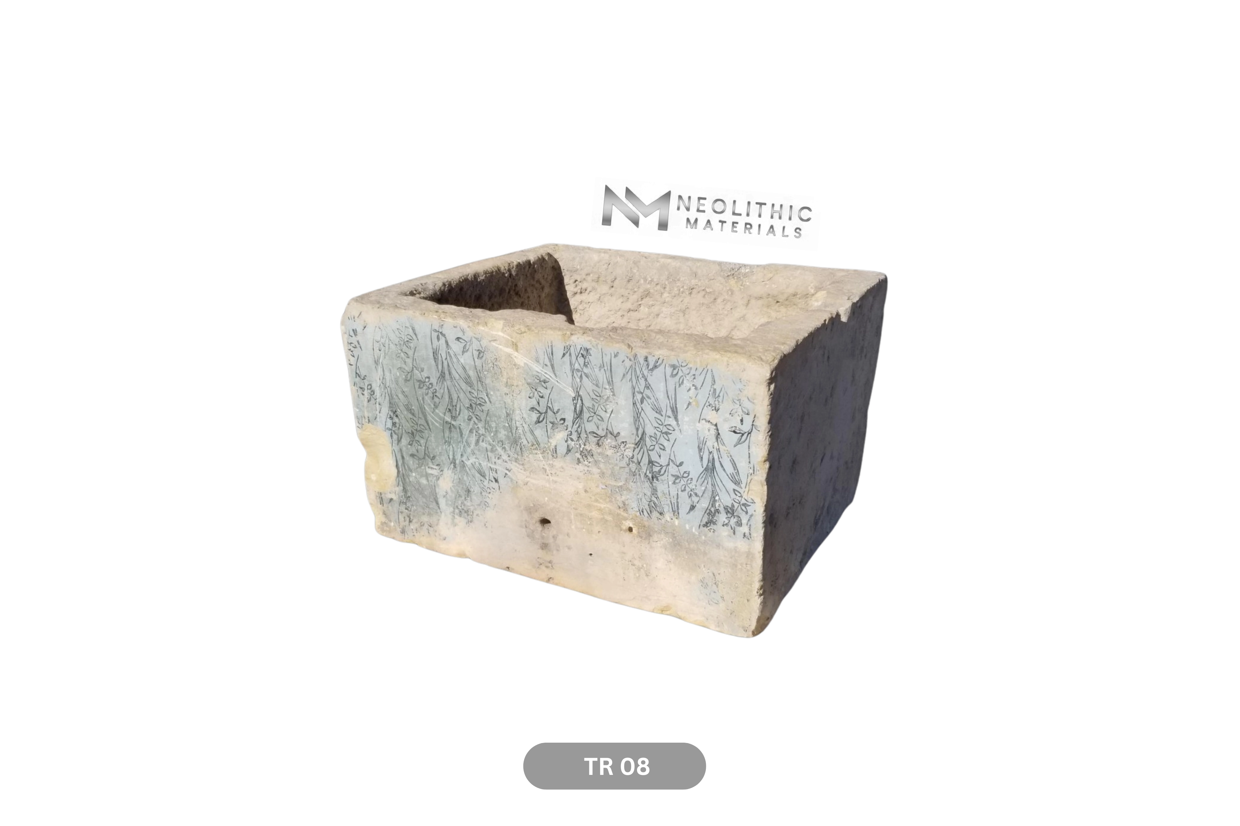 Rare Italian Limestone Trough with Fresco - Image 4